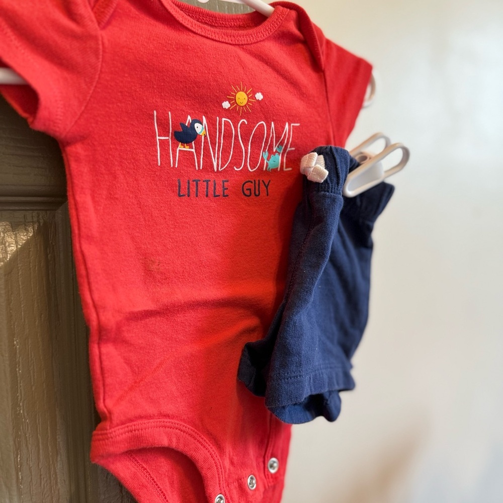 Red and Blue Baby Onesie Set
